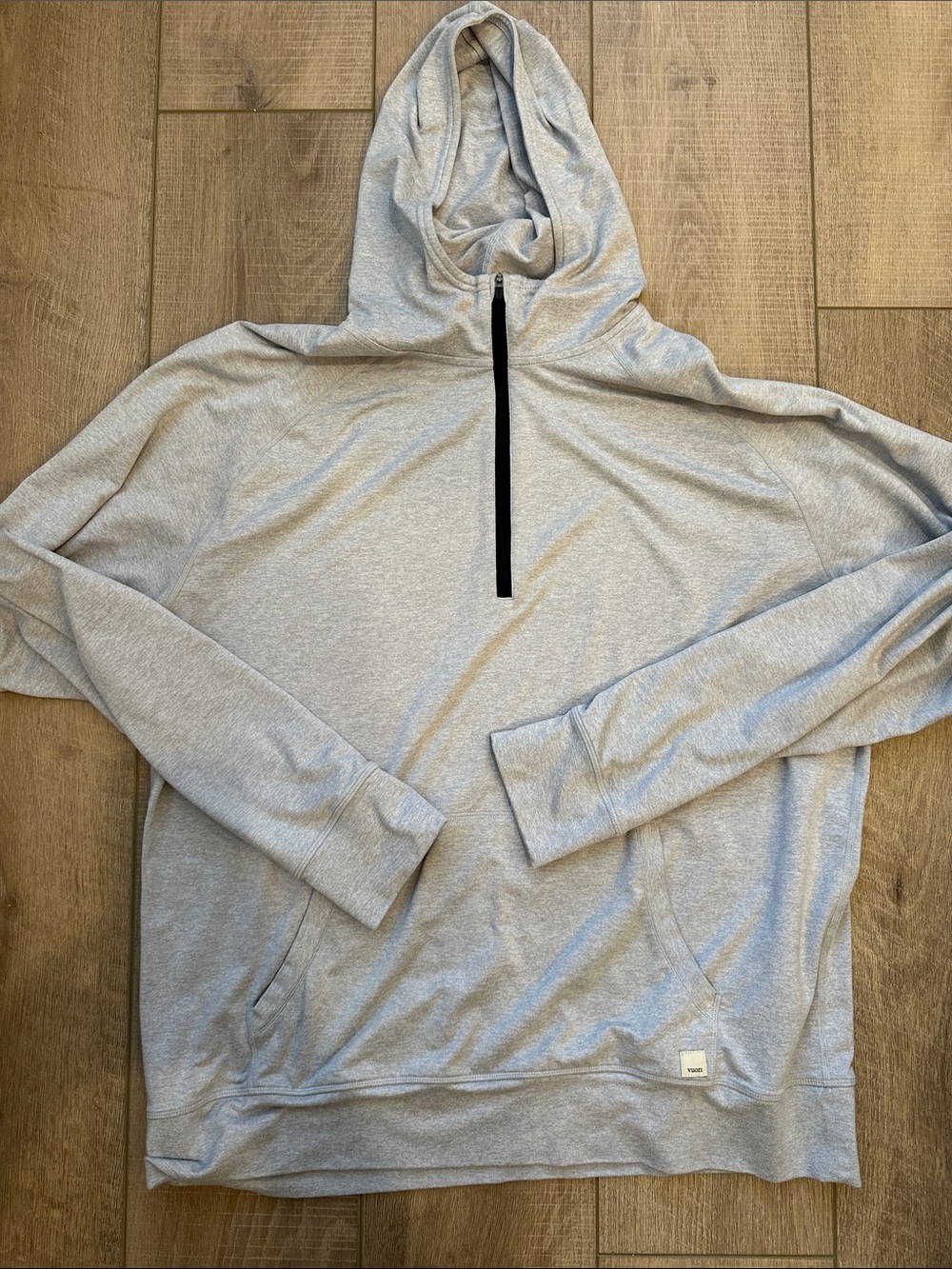Vuori Light Gray Quarter-Zip Hooded Pullover